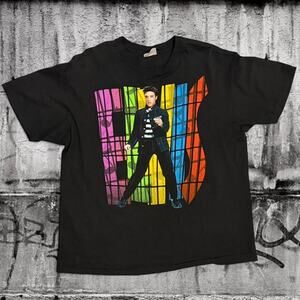 Vintage 1991 Elvis Presley Jailhouse Rock Tee XL Black 2 Sided Single Stitch
